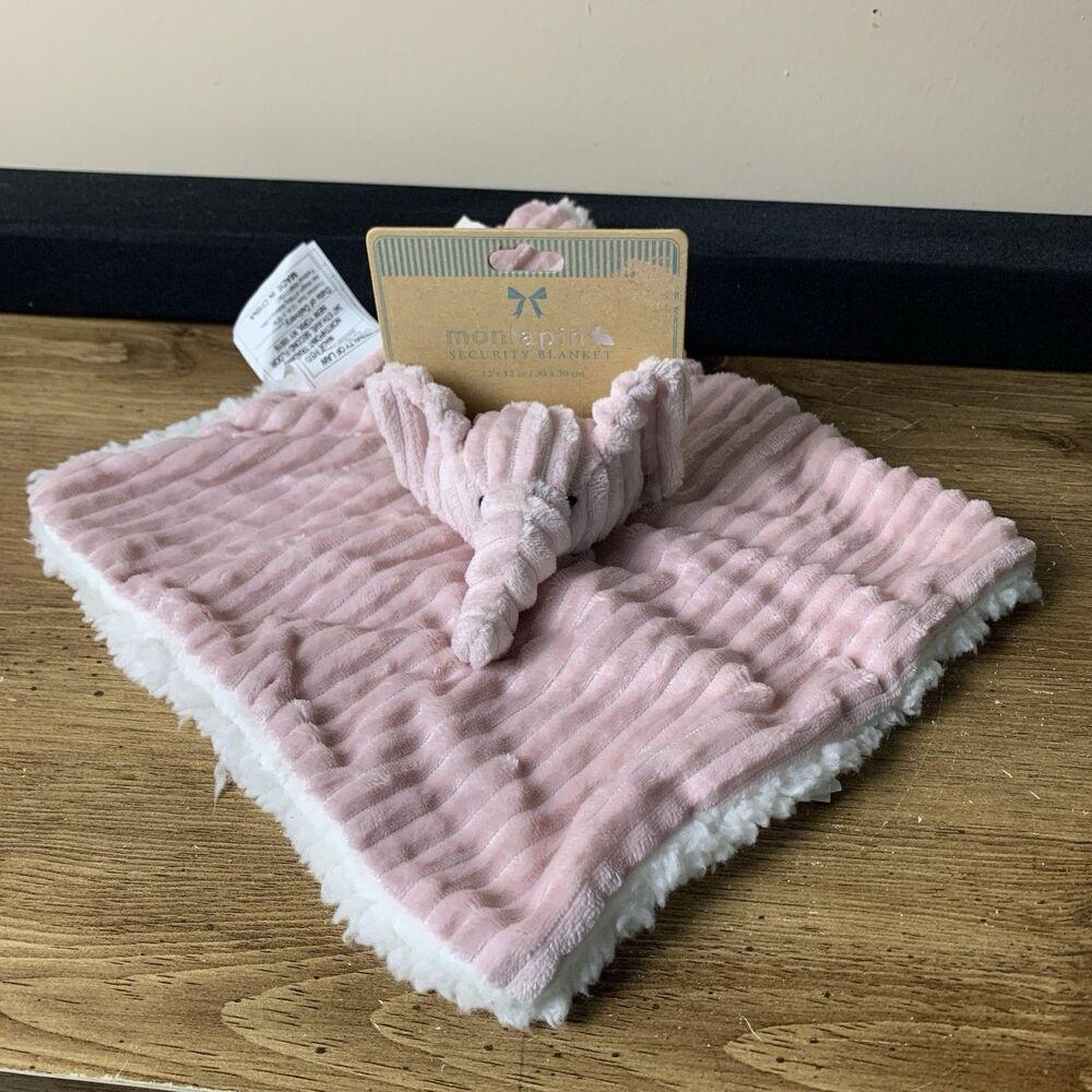Mon Lapin Elephant Pink Security Blanket Lovey Plush Chenille Ribbed Sherpa Soft